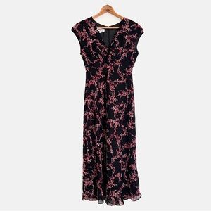 Vintage 2000s Y2K Floral V-Neck Maxi Dress
